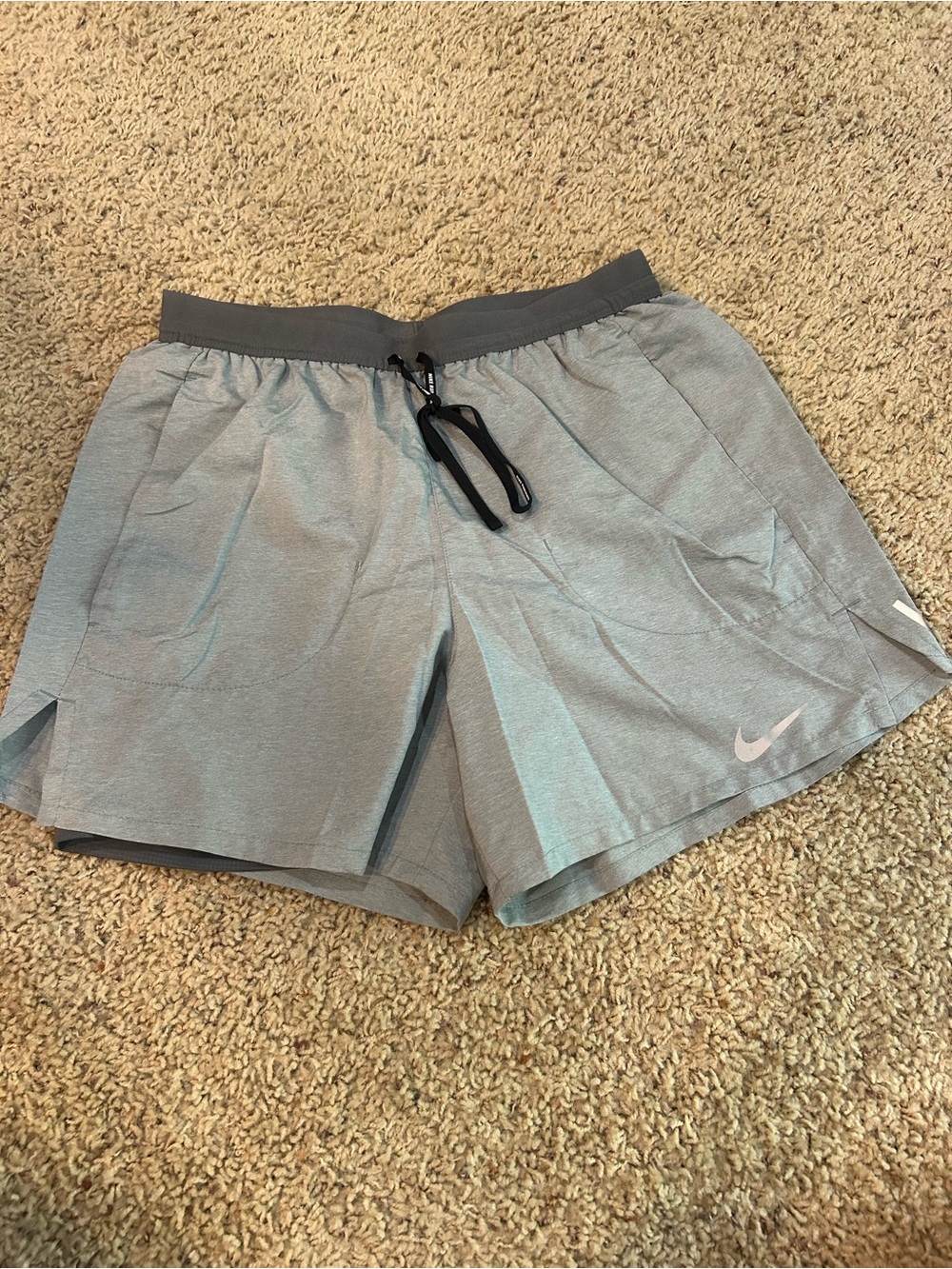 Nike Heather Gray Men’s Running Shorts with Drawstring